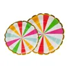 Disposable Dinnerware Cartoon Colorful Striped Tableware Party Paper Plates Baby Shower Birthday Supplies Cups