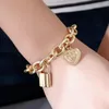 Braccialetti con ciondoli in argento antico placcato alla moda per gioielli da donna con bracciale Hip Hop a catena spessa vintage