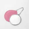 Kieszonkowy Lustro Favor Walentynki Metal Makeup Lustro Puste DIY Photo Brelok Keychain Z Skórzaną Case Cute Round Brelok RRB12800