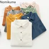 Nomikuma Vintage Corduroy Shirt Dames Lange Mouw Koreaanse Stijl Losse All-match Blouse Vrouwelijke Casual Stijlvolle Blusas Mujer 3E070 210514