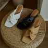 Meotina Hausschuhe Schuhe Frauen Natürliche Echte Leder Sandalen Med Heel Slides Huf Ferse Quadratische Zehe Damen Schuhe Sommer Schwarz 210608