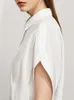 ミニマリズム夏の女性のシャツファッションオフィシャル女性の堅い100％の綿ラペルの緩いホワイトトップス12140550 210527