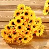 1 magnifique bouquet de tournesols en soie, décoration artificielle de haute qualité pour maison, jardin, fête, mariage, DIY, Y0630