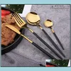 Knives Flatwark Kitchen ، Home Bar Home Gardengold Cetlery مجموعة حلوى ملعقة ملعقة شوكة سكين القهوة