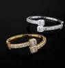 Luxury Iced Out Square CZ Diamant Baguette Armband Cuban Link CHain C Manschett BraceletsBangles Present Smycken