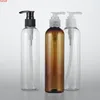 Hot (30 teile/los) 250 ml leere transparente/braune schraube emulsion pumpe flasche 250 cc shampoo dusche verpackung flasche waren