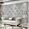 Europese stijl 3D Damascus behang woonkamer slaapkamer reliëf niet-geweven tv achtergrond muur papier rollen moderne papier peint