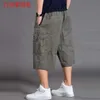 Grandes Tamanhos Homens Casual Shorts Esporte Verão Verão Streetwear Carga Fina Loose Longo Trabalho Com Bolsos Roupas Mens Roupas XX60MS 210714