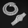 Montres-bracelets Montre pour femmes Top Glacé Diamant Hommes Cubain Lien Chaîne Collier Montre-Bracelet Homme HipHop