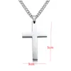 2021 Mode Rostfritt Stål Kors Hängsmycke Halsband Män Religion Faith Crucifix Charm Dekorationskedja för Kvinnor Smycken Gift