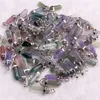 Bulk Naturstein Sechseckige Säule Charms Fluorit Quarz Kristall Anhänger für Halskette Schmuckherstellung