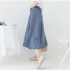 Blue Solid Button A Line Chiffon Midi Skirt Empire Summer Casual S0067 210514