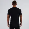 Hommes Coton À Manches Courtes T-shirt Fitness Slim O-cou Noir T-shirt Homme Marque Gym Vêtements D'été Nouvelle Mode Casual Tees Tops 210421