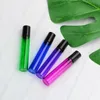 10 ml leere Rollflasche aus Glas, blau, rot, grün, bernsteinfarben, transparenter Rollbehälter, 1/3 Unze, für ätherische Öle, Aromatherapie, Parfüms und Lippenbalsam