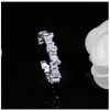 Bröllopsringar Fashion Luxury Cubic Zircon Baguette Ring Engagement justerbar för kvinnor Glitter Elegant Hand Made J0069299o