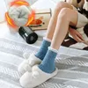 5 Pairs Women Thick Winter Warm Socks Fluffy Fuzzy Floor Sleep Kawaii Socks Colorful Cute Thermal White Soft Velvet Nylon Socks 211221