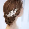 Haarclips Barrettes Crystal en Rhinestone Bridal Comb Ceramic Floral Wedding Headpiece 2021 Handgemaakte accessoires voor bruiden