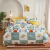 Nordic Folha Print Bedding Set Moderno Cama de Linho Duveta Conjunto com Pillowcase Único Duplo Rei Rei Quilt Covers Bedclothes 210319