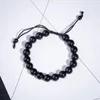 Beaded Strands Men's Obsidian Bracelet Crystal Bead Hand Ornaments Birthday Decoration Gift FS99 Fawn22