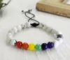 Fashion 8mm Ball White turquoise colorful beads Link chain woven bracelet bangle men's rainbow bracelets adjustable PB-069