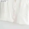 Zevity Donna Semplicemente senza maniche Gilet bianco Giacca da ufficio Abbigliamento da donna Monopetto Gilet sottile Tempo libero Capispalla Top CT731 211120