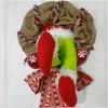 Ladro Ghirlanda di Natale con palla Natale Tela Bowknot Ghirlanda Decorazioni per la casa Gambe Pendenti per porta d'ingresso Indoor Outdoor