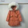 Winter Jacket Women Natural Fur Hooded Loose 90% White Duck Down Coat Thick Warm Windproof Black Snow Parka Outwear 210430