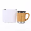 300ml Stainless Steel Bamboo Coffee Mugs with Handle and Lids Camping Water Bottles Eco Friendly Insulated Tea Travel Mug T2I51798