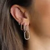 925 Sterling Silver Paper Clip Huggie Hupoo Hoop Earring Geometric Rec Hoop Minimal Delice 925 Jewelry 2103239741000