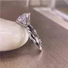 Anel de Noivado Feminino 5.0ct Banhado a Ouro Branco 14K Laboratório Diamante Prata Esterlina Caixa de Jóias para Casamento Inclui 220207