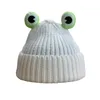 Berets Knitted Cute Frog Cap For Teen Girls Winter Warm Soft Hat Cartoon Hats Fashion Women Plain Brimless Beanie Skullies