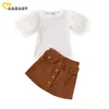 2-8y Moda Moddler Kid Girls Ubrania Zestaw Futro Szorty T-Shirt + Spódnice Dzieci Kostiumy Lato 210515