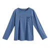 Printemps automne ample T-shirt femmes coton tissu boutons poche à manches longues hauts Tee ropa mujer T9D012Y 210421