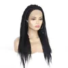 HD Box Braided Synthetic Lace Front Wig Black Color Simulation Human Braiding Hair Frontal Braids Wigs 180713-T0906