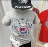 Kids T Shirts Tiger head embroidery Letters Clothing Summer Girl T-shirts Fashion Cute Tops Comfortable Casual Children Clothes Boy Baby Patterns Style Tees