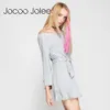 Jocoo Jolee Casual Long Knitted Dress With Sashes Women Solid Design Off Shoulder Dress Autumn&Winter Arrival Knee-Length Dress 210619