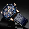 Wristwatches Montre Homme Classic Blue Leather Belt Men Watch Fine Strap Quartz Fashion Business Analog Clock Uhren Herren Waches 2369