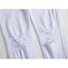 Solidne białe dżinsy Mężczyźni klasyczne retro męskie obcisłe dżinsy marki elastyczne dżinsowe spodnie spodnie presy swobodne slim fit pencil spodni 210318