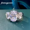 100% 925 Sterling Silver Oval Cut Simulated Moissanite Gemstone Wedding Engagement Diamond Ring hela par ringar Cluster314b