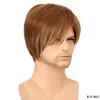 Heren Synthetische Pruik Bruin Kleur Pelucas Perruques de Cheveux Humains Simulatie Menselijke Remy Haar Pruiken Wig-M45