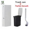 UNTIOR 3 in1 Narrow Trash Can Plastic Waste Bin with Toilet Brush Garbage Bucket Dustbin Kitchen Bathroom Cleaning 210728