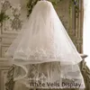 Veli da sposa di alta qualità a 2 strati da donna 2021 bordo in pizzo Velo De Novia Boda bianco/champagne velo da sposa accessori da sposa