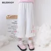 Japanese Autumn Women Lolita Pants Embroidery Heart Anime Bow Capris Cute Kawaii Ruffles Wide Leg Trousers Preppy 210520