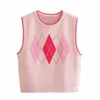 Spring Women O Neck Sleeveless Knitting Short Sweater Vest Female Pullover Casual Lady Loose Tops SW1189 210430