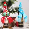 Knitted Scarf Button Wine Bottle Covers Christmas Ornaments Gingerbread Man Snowflake Tree Hat Cover FHL427-WY1607