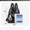 Women Backpack Soft Pu Leather School Bag Leisure Travel Headphone Plug Fashion Designer Cute Doll Plush Pendant White