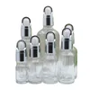 Bouteilles compte-gouttes en caoutchouc à tête de panier en argent doré Conteneur d'emballage cosmétique Bouteille de remplissage d'huile essentielle en verre transparent 5 ml 10 ml 15 ml 20 ml 30 ml 50 ml 100 ml