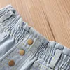 Zomer Casual 2 3 4 5 6 7 8 9 10 11 12 jaar Katoen Big Pocket Buttons Denim Shorts for Kids Baby Girls 210529