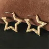 Hoop & Huggie Simple Earrings For Women Hollow Round Circle With Star Decorated Golden Color Ear Jewelry Wholesale