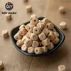 Let'S Make 100Pc Diy Handmaking Wooden Beads Square Beech Wood Alphat English Letter For Rattles Baby Toys Teether 211106